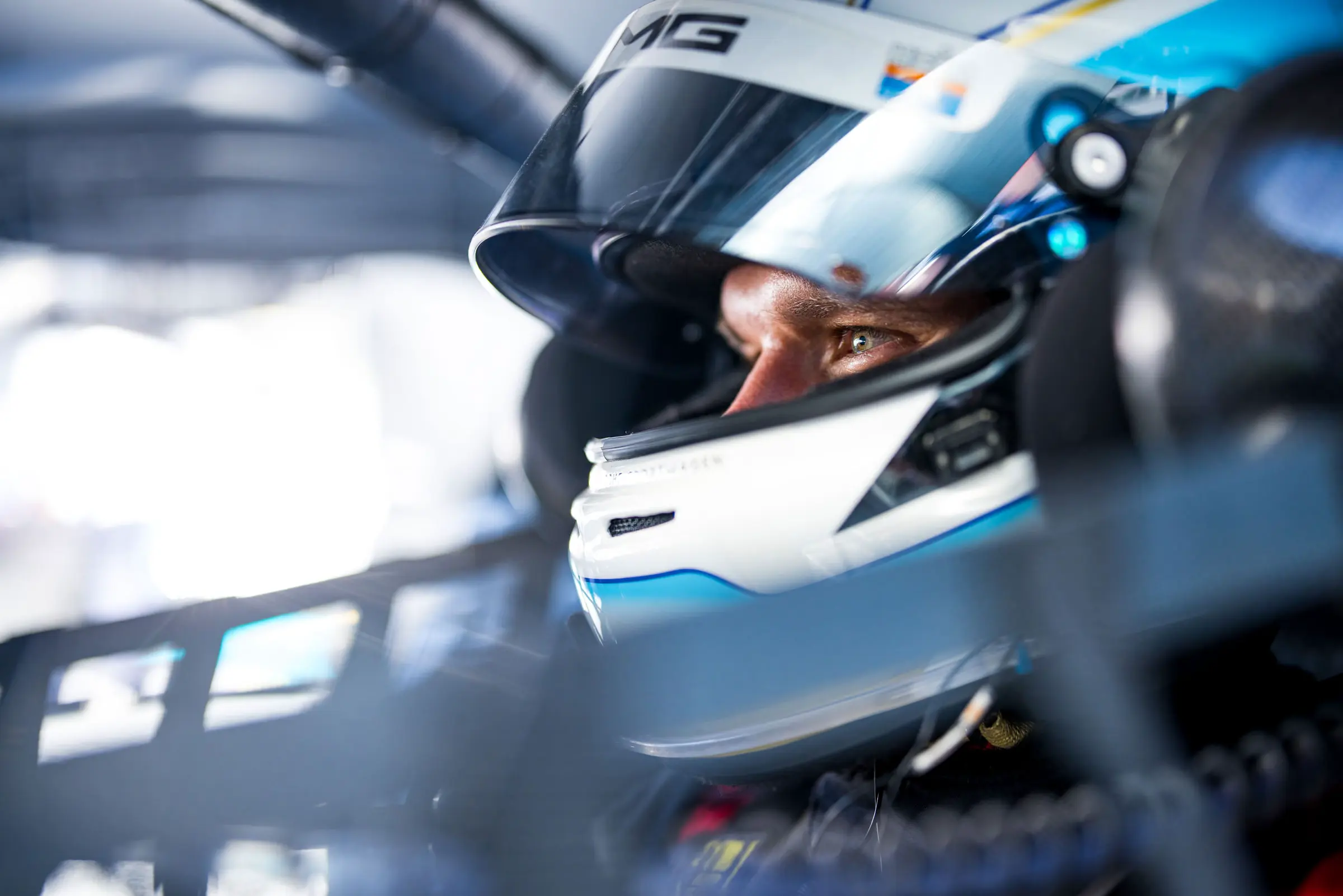 Yannick Mettler in the cockpit, waiting to go out